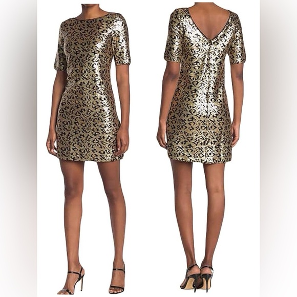 Betsey Johnson Women's Sequined Leopard Print Mini Shift Dress Sz 2 - Picture 11 of 11